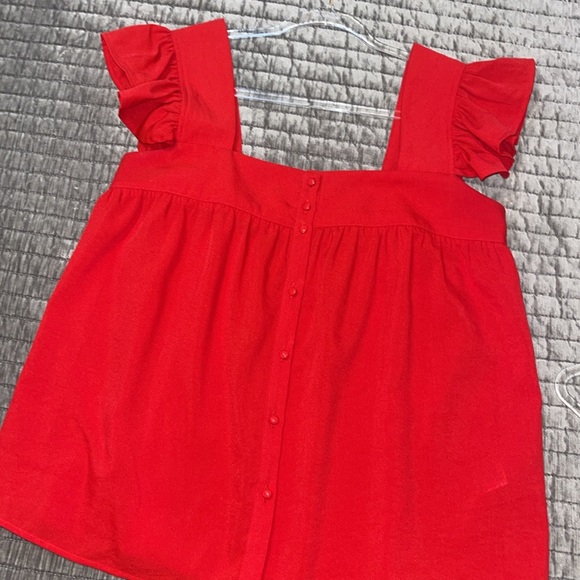 Entro Red Ruffle Sleeve Blouse - Picture 2 of 10